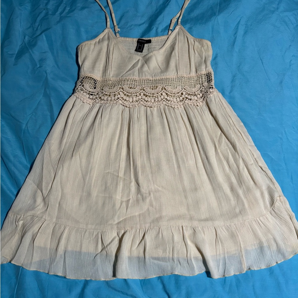 Forever 21 Cream Mini Dress with Lace Detail